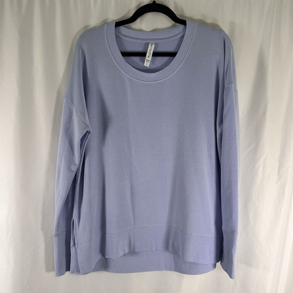 Athleta Sweater Women's Large Blue Crew Neck Pullover Long Sleeve Soft Modal
